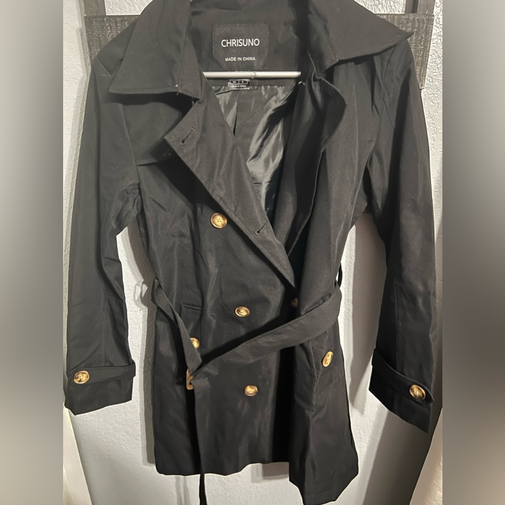 Chrisuno Women's Double Breasted Trench Coats Mid-Length Belted Overcoat Jacket